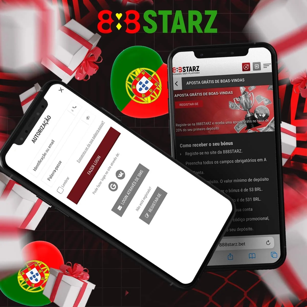 Processo de registo para receber um bónus de boas-vindas da casa de apostas 888Starz